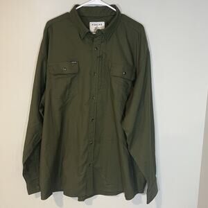 Poncho Shirt Mens XXL Green Button Up Fishing Magnetic Outdoor Long Sleeve